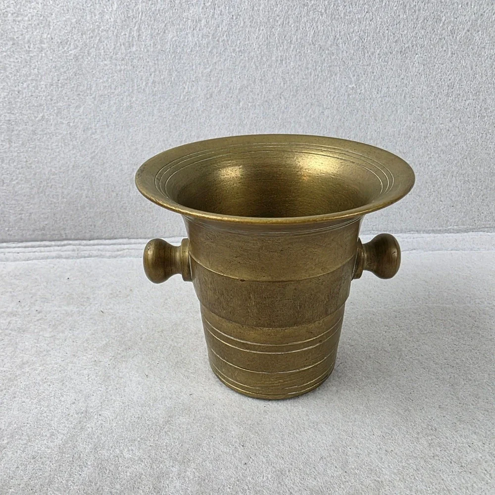Vintage Solid Brass Mortar MO 5 Double Handle Apothecary Herb Spice Grinder